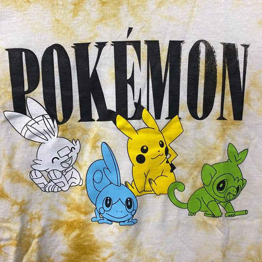 Pokemon Pikachu Grookey Scorbunny Sobble Gold Yellow Tie-Dye Shirt XL