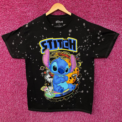 Disney Lilo & Stitch Bleach Dyed Stitch and Scrump T-Shirt Large