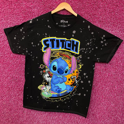 Disney Lilo & Stitch Bleach Dyed Stitch and Scrump T-Shirt Large