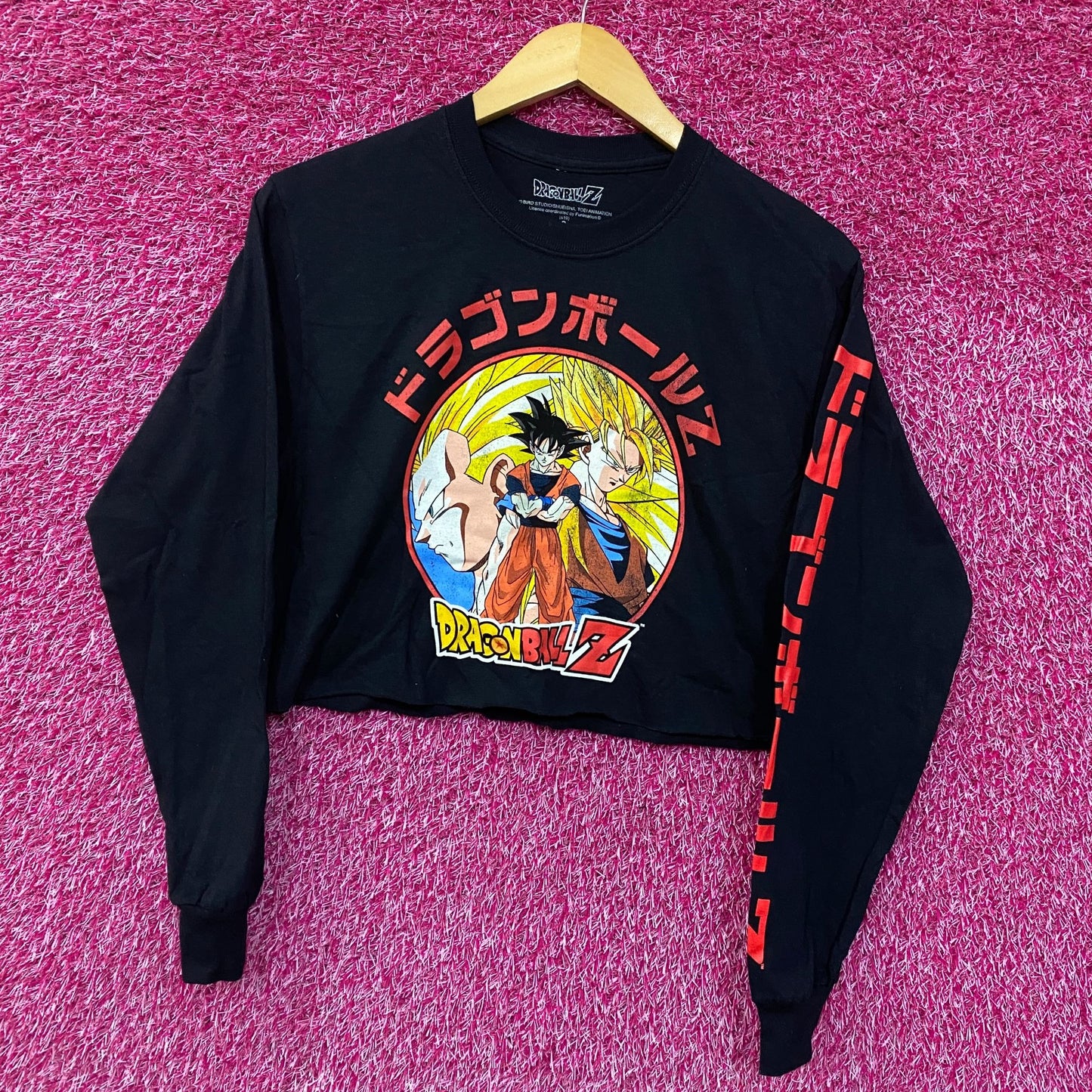 Dragon Ball Z Goku Super Saiyan Anime Long Sleeve Crop Top Small