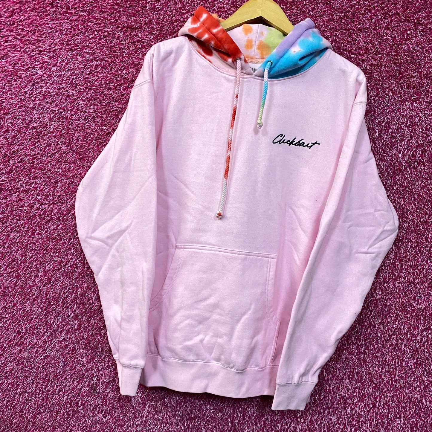 Clickbait Tie Dye Hood Embroidered Logo Hoodie size Medium