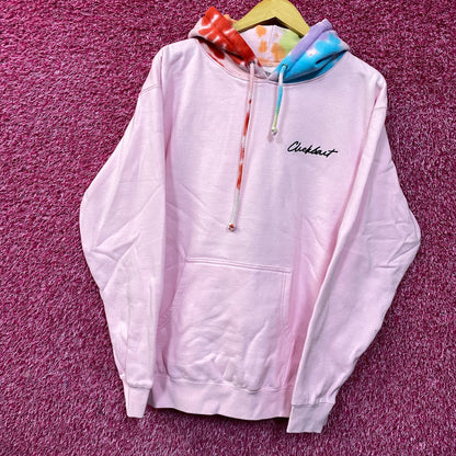 Clickbait Tie Dye Hood Embroidered Logo Hoodie size Medium