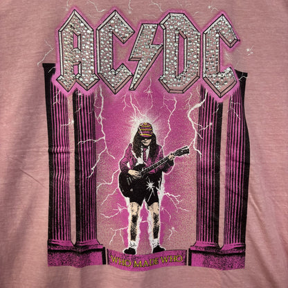 AC/DC Who Made Who Rock Pink Rhinestone T-Shirt XL