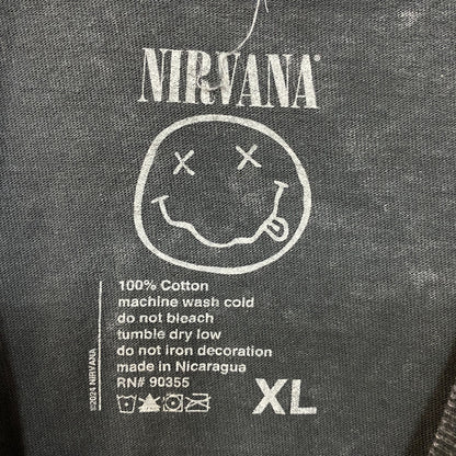 Nirvana Dead Smiley Face Acid Wash Grunge T-Shirt XL