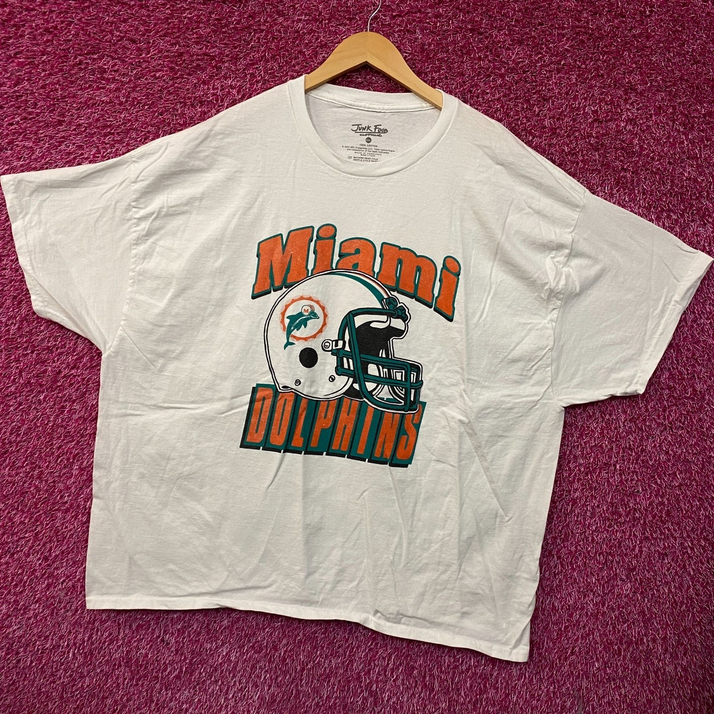 Junk Food NFL Miami Dolphins Throwback Helmet Logo T- Shirt 2XL