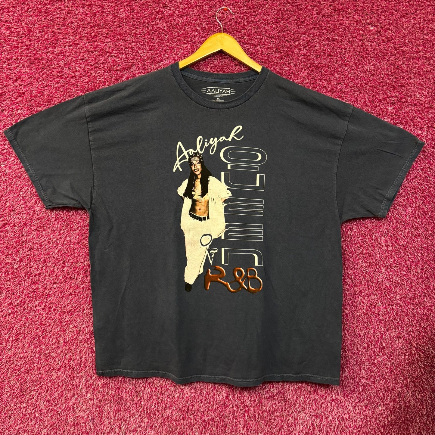 Aaliyah R&B Vintage-Style Washed Blue T-Shirt 3XL