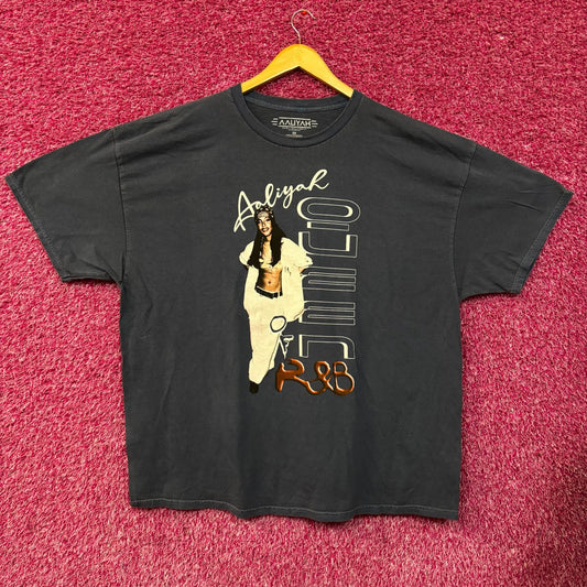 Aaliyah R&B Vintage-Style Washed Blue T-Shirt 3XL