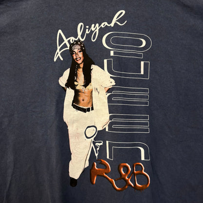 Aaliyah R&B Vintage-Style Washed Blue T-Shirt 3XL