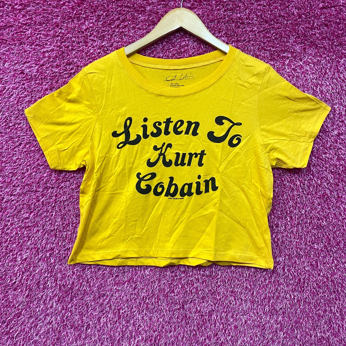 Nirvana Listen To Kurt Cobain Yellow Croptop Large