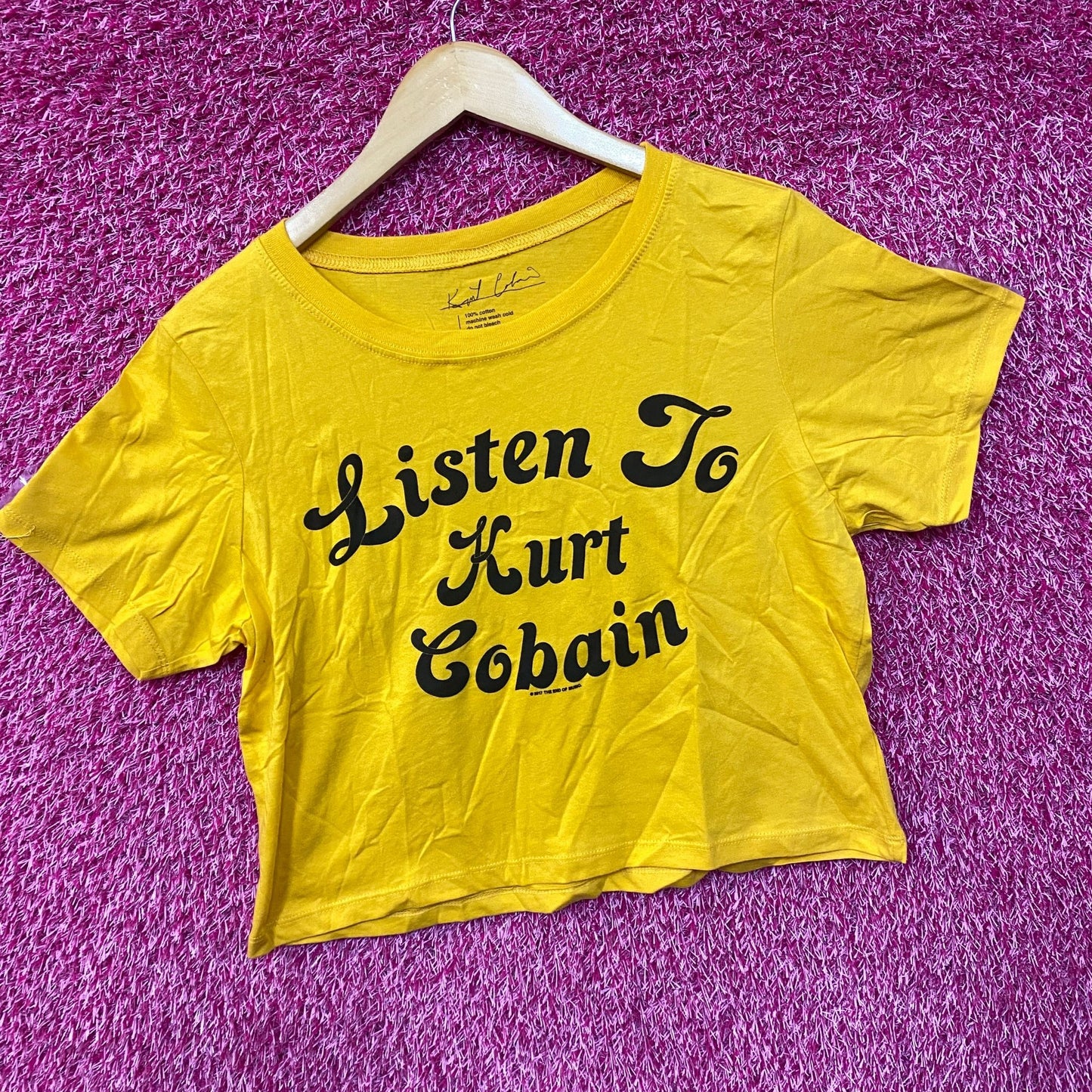 Nirvana Listen To Kurt Cobain Yellow Croptop Large