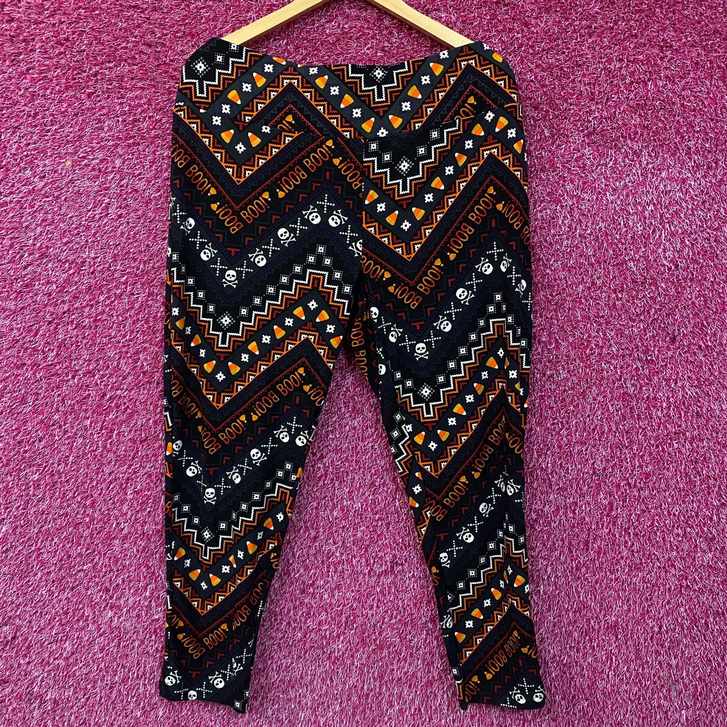 Terra & Sky Halloween Boo Skull Cross Bone High Rise Leggings 2X