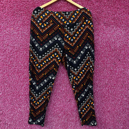 Terra & Sky Halloween Boo Skull Cross Bone High Rise Leggings 2X