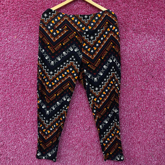 Terra & Sky Halloween Boo Skull Cross Bone High Rise Leggings 2X