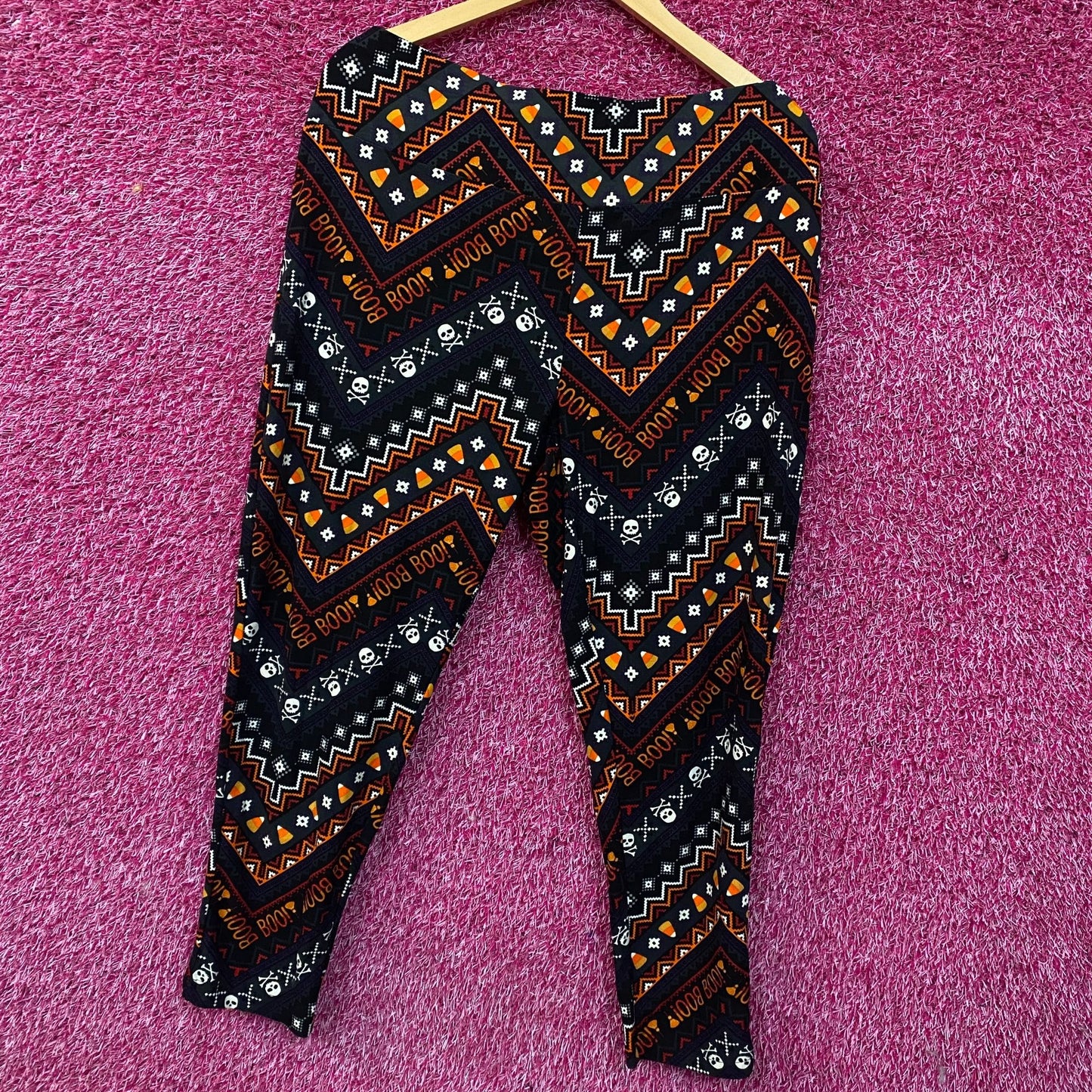 Terra & Sky Halloween Boo Skull Cross Bone High Rise Leggings 2X