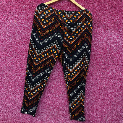 Terra & Sky Halloween Boo Skull Cross Bone High Rise Leggings 2X