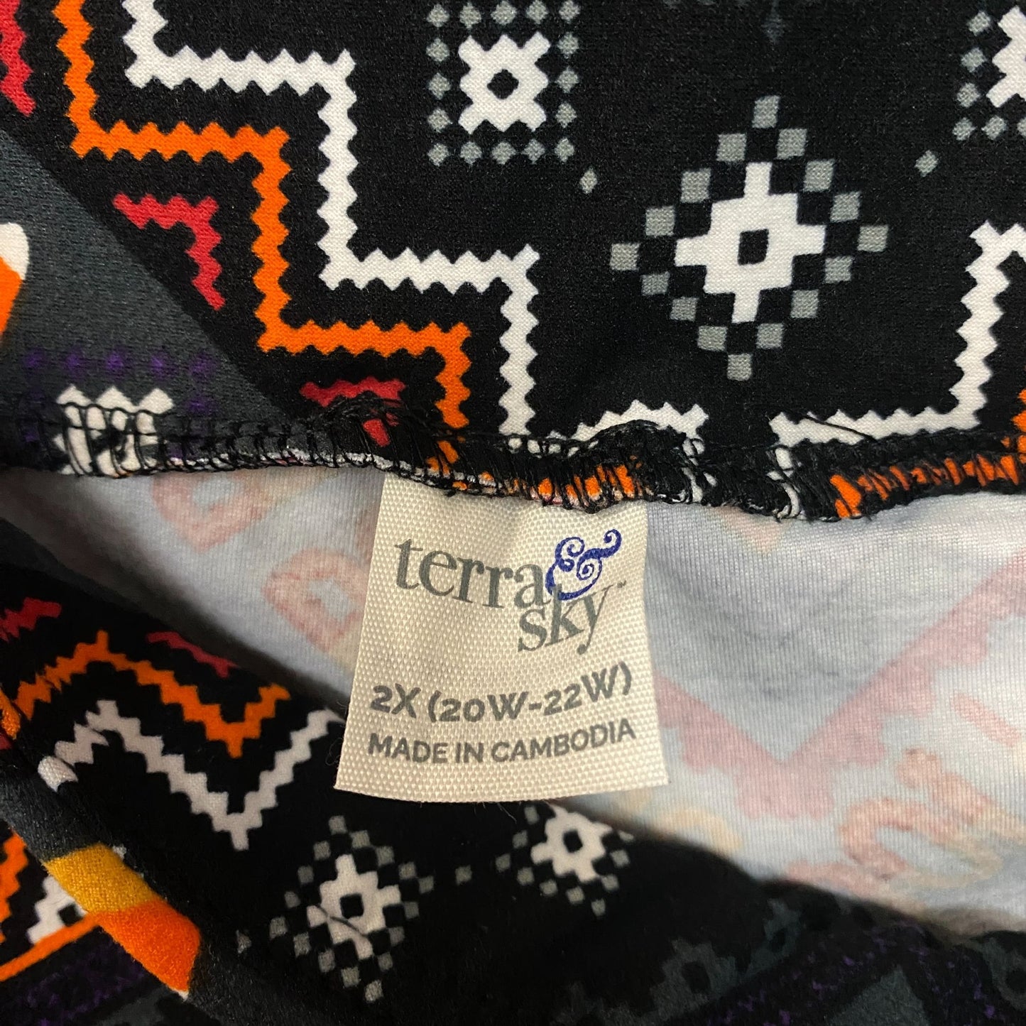 Terra & Sky Halloween Boo Skull Cross Bone High Rise Leggings 2X