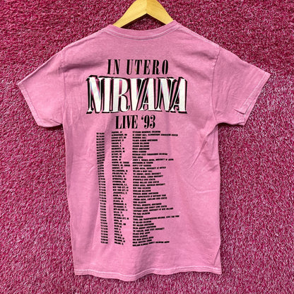 Nirvana In Utero Live 93 Rock Tour Dates Grunge Band Tee S