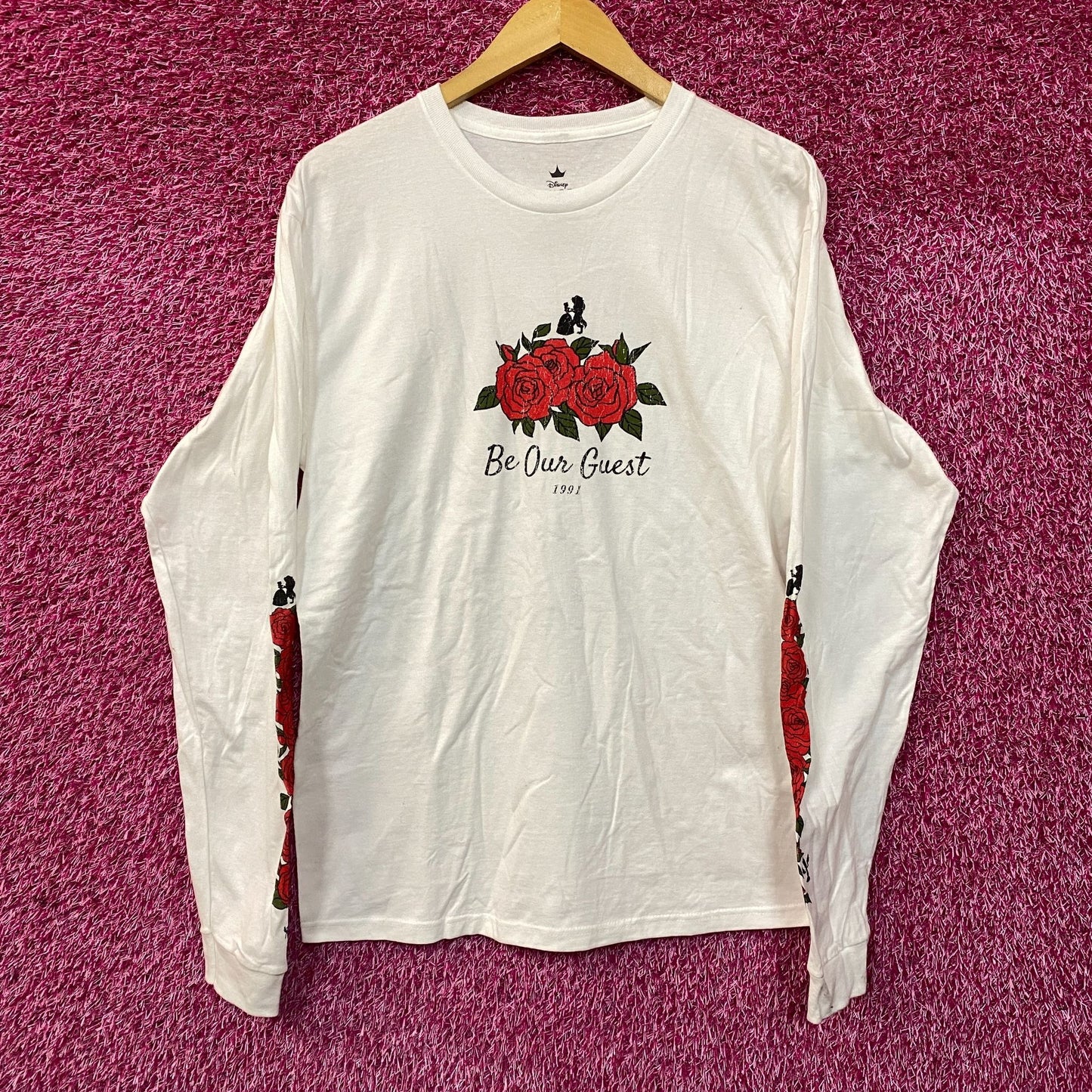 Disney Beauty and the Beast Be Our Guest Roses Long Sleeve T-Shirt Medium