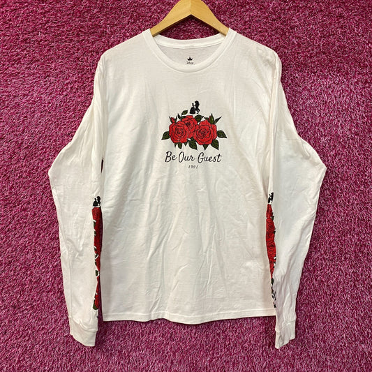 Disney Beauty and the Beast Be Our Guest Roses Long Sleeve T-Shirt Medium