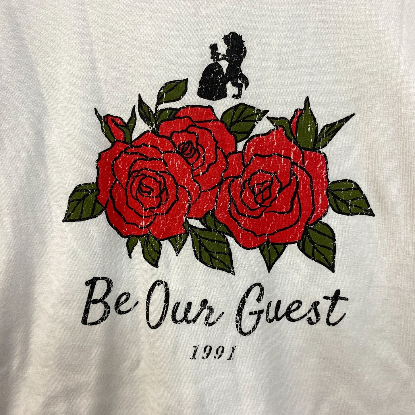 Disney Beauty and the Beast Be Our Guest Roses Long Sleeve T-Shirt Medium