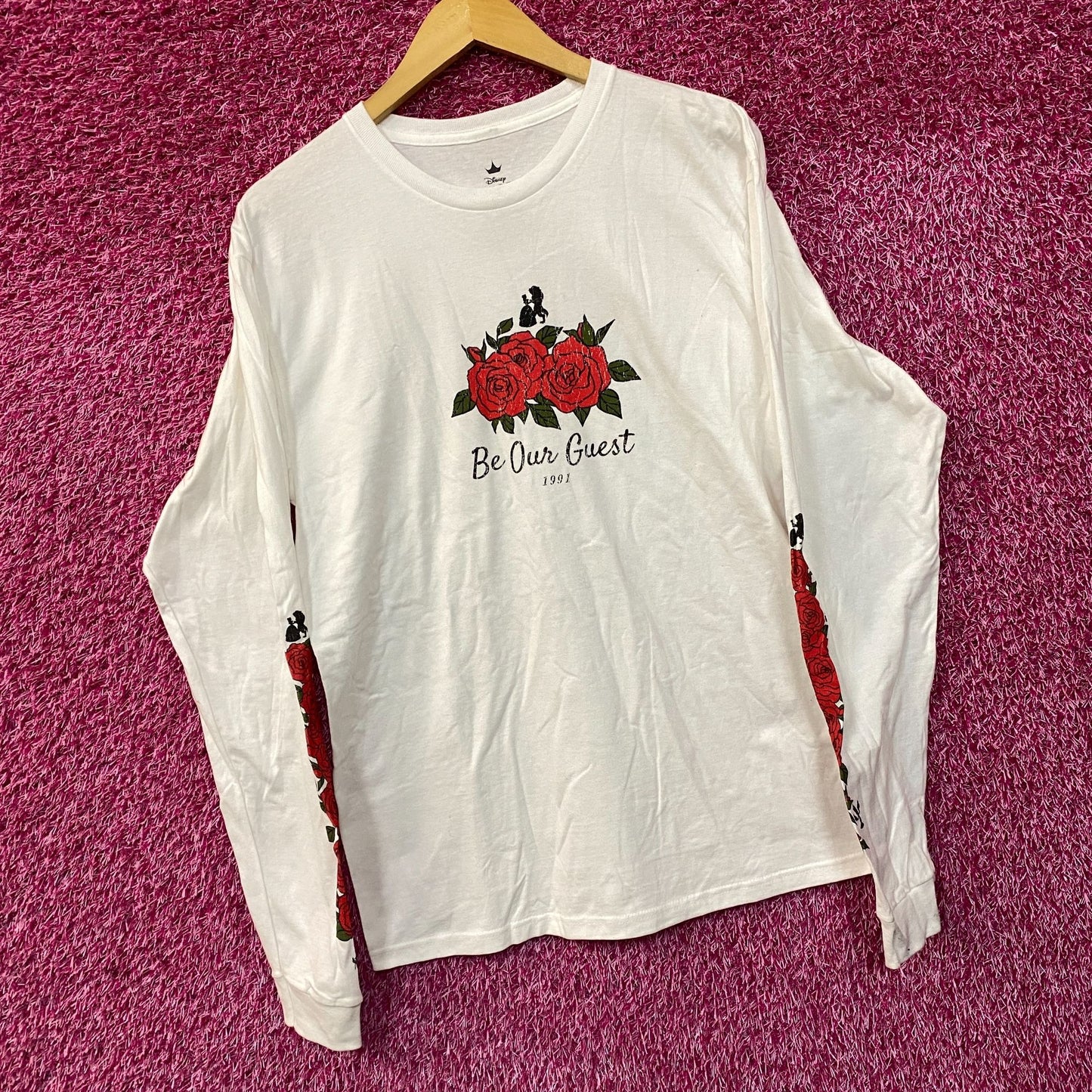 Disney Beauty and the Beast Be Our Guest Roses Long Sleeve T-Shirt Medium
