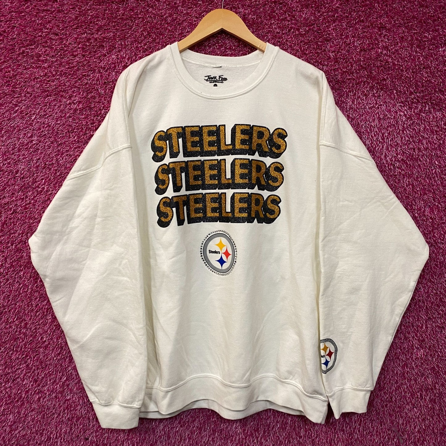 Junk Food Clothing Pittsburgh Steelers Repeat Bling Flea Market Crew Sweatshirt 2XL