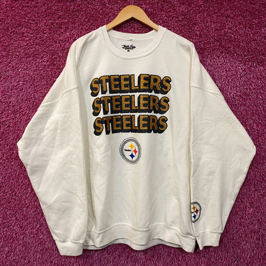 Junk Food Clothing Pittsburgh Steelers Repeat Bling Flea Market Crew Sweatshirt 2XL