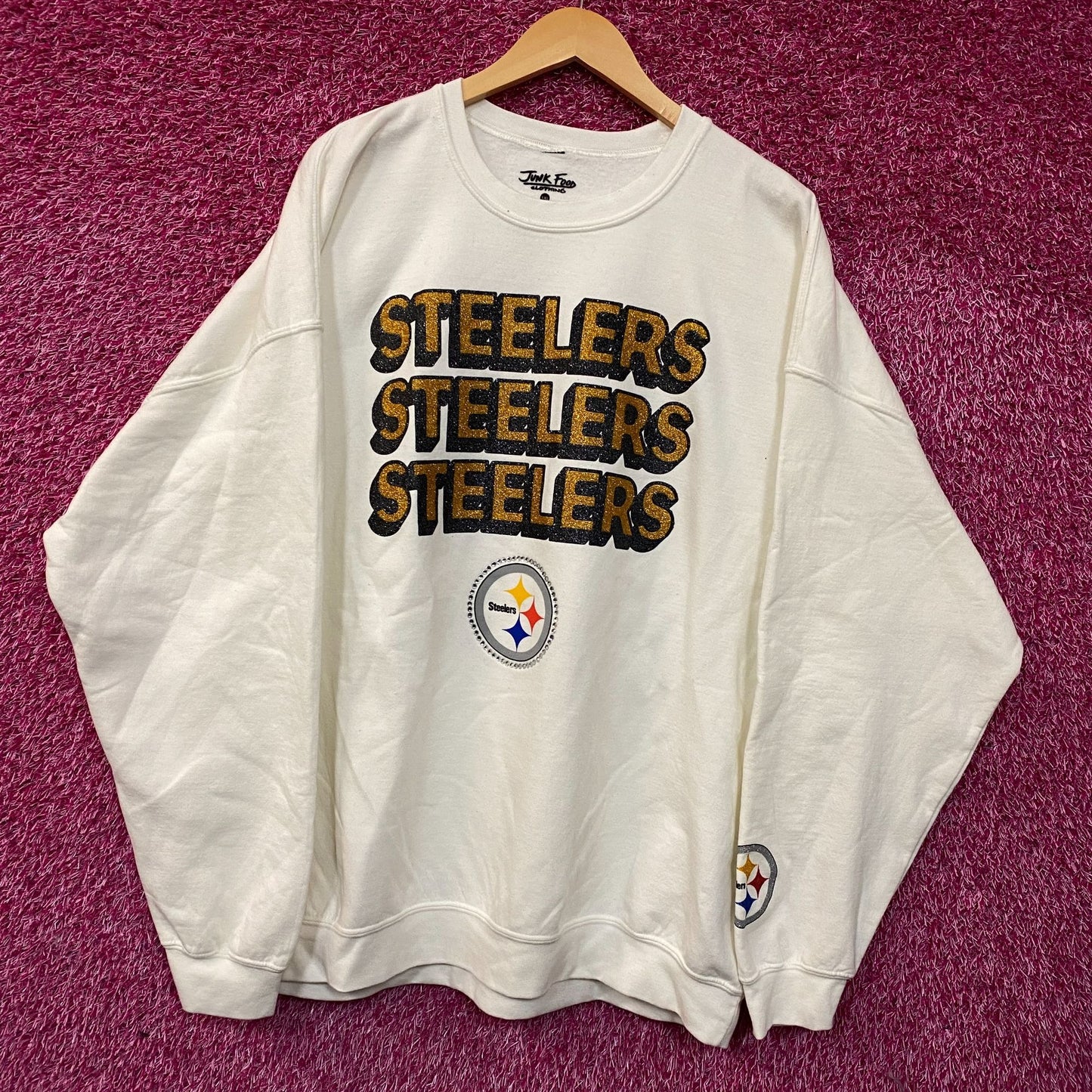 Junk Food Clothing Pittsburgh Steelers Repeat Bling Flea Market Crew Sweatshirt 2XL