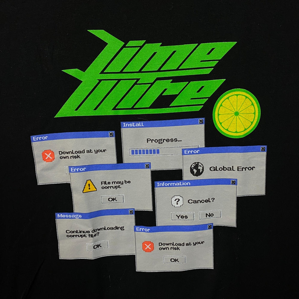 LimeWire "Download at Your Own Risk" Graphic T-Shirt Large