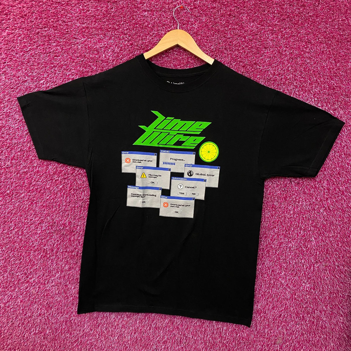 LimeWire "Download at Your Own Risk" Graphic T-Shirt Large