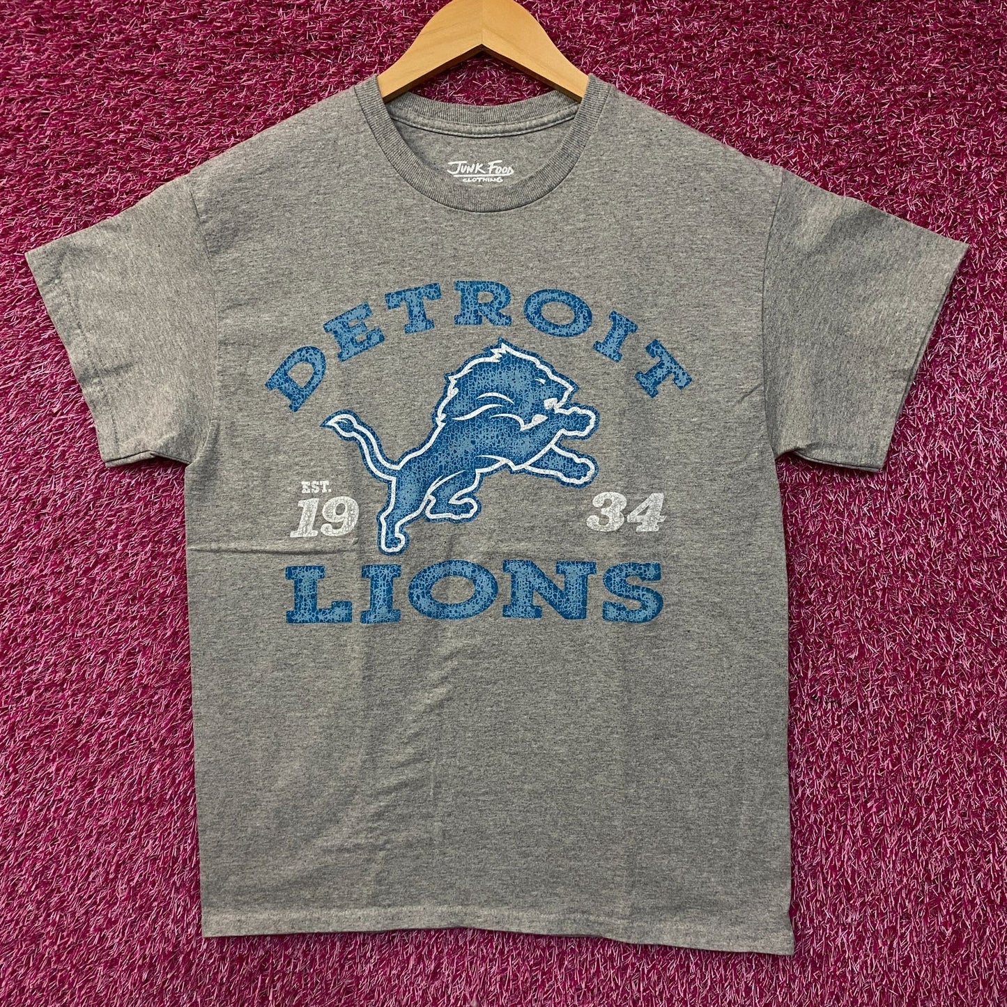Junk Food Clothing Detroit Lions Faded Vintage Style T-Shirt Small