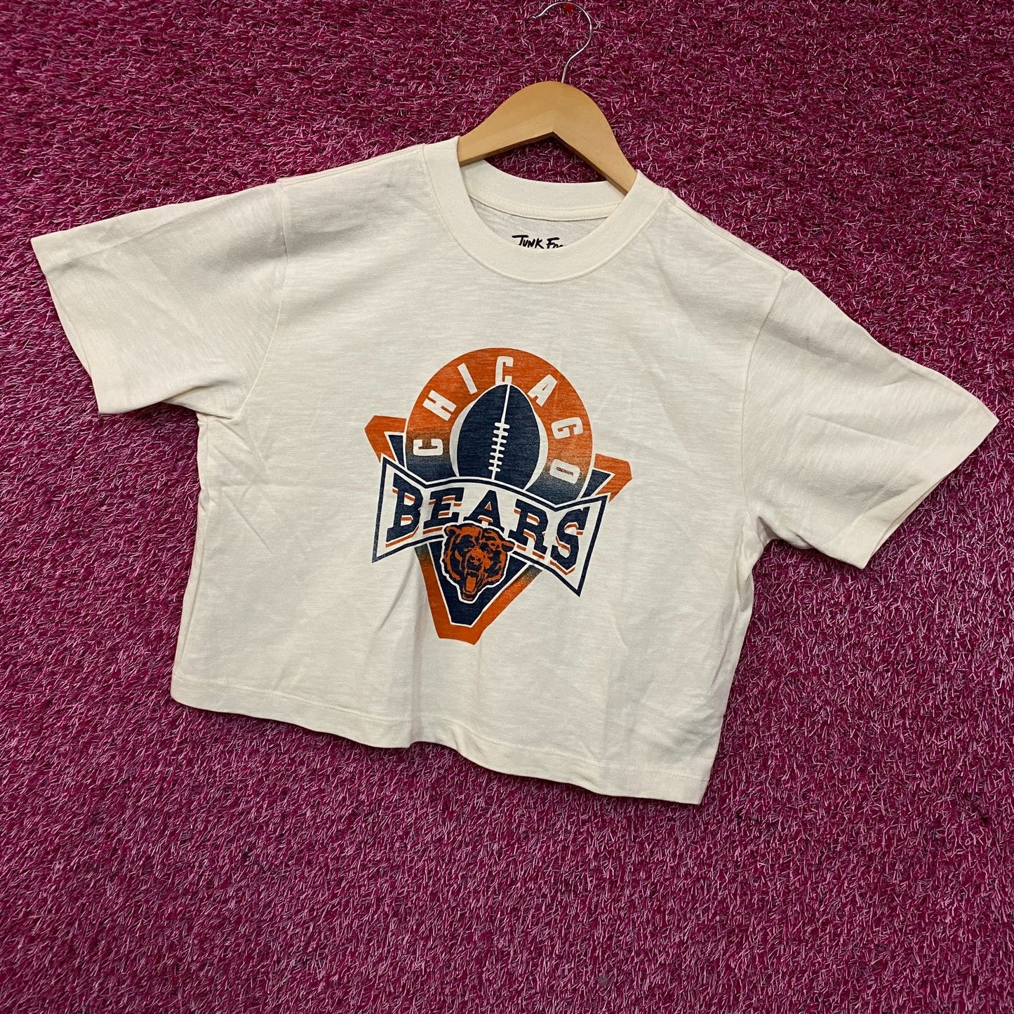 Junk Food Clothing Women's NFL Chicago Bears Mock Neck Crop Tee Small