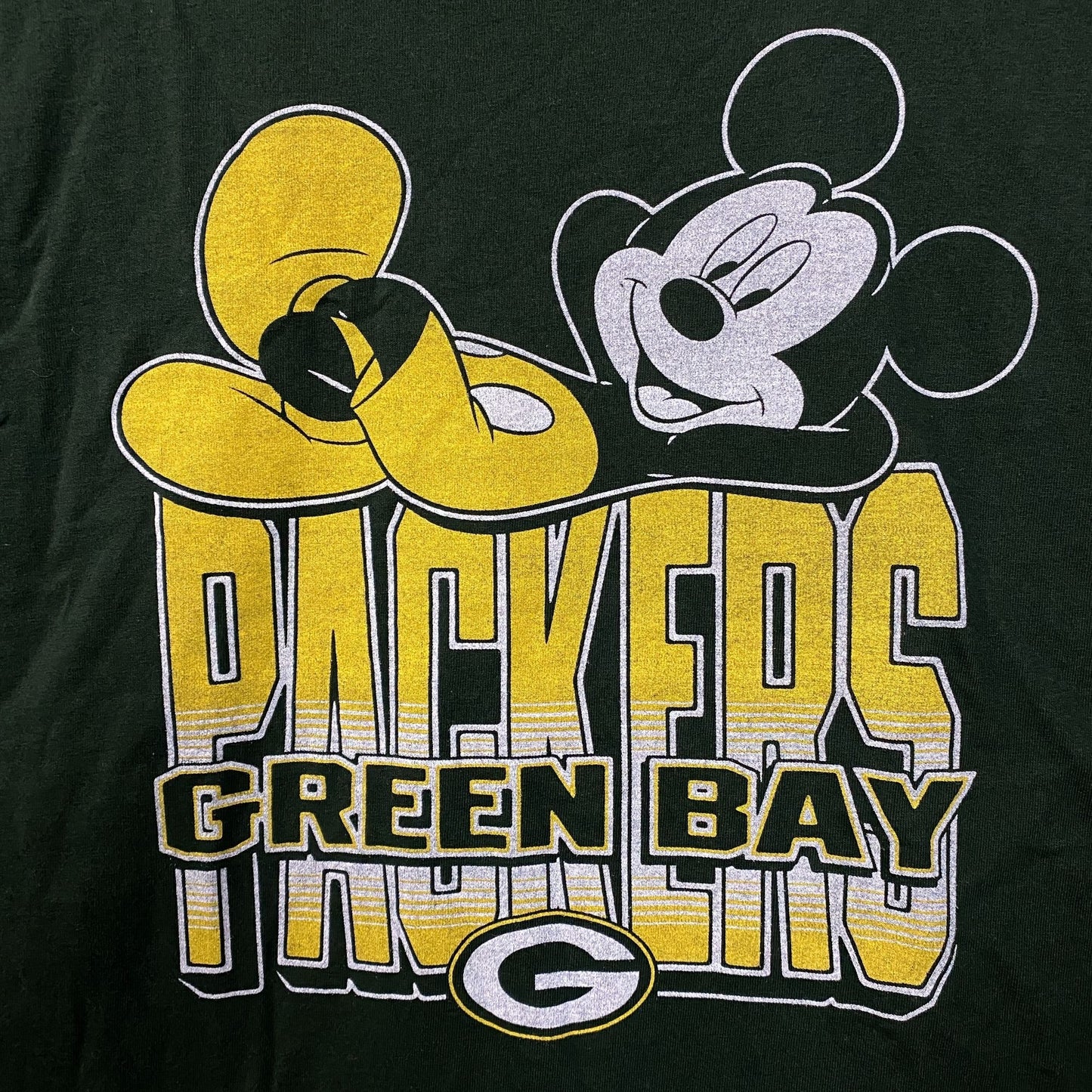 Disney x Junk Food NFL Green Bay Packers Mickey Mouse Kick Back Green Shirt 2XL
