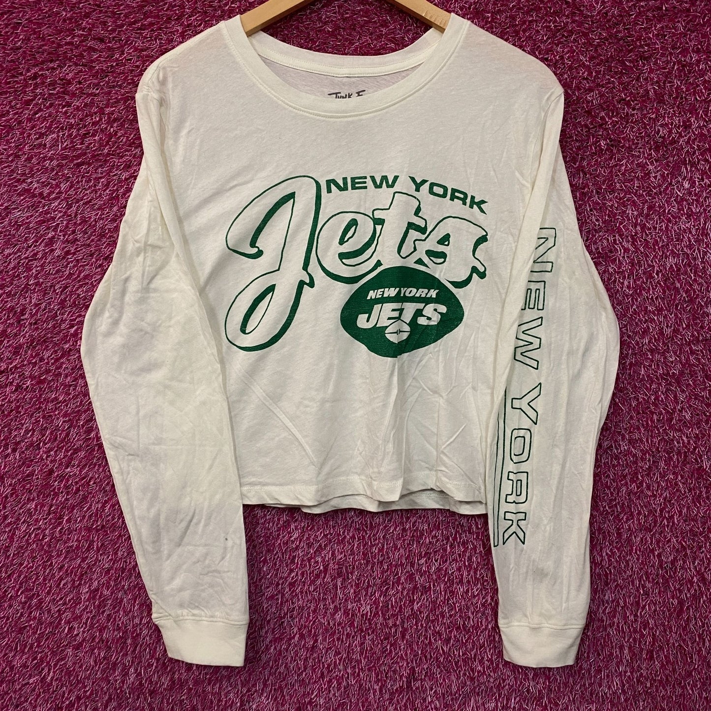 Junk Food Clothing New York Jets Long Sleeve Crop Tee Small
