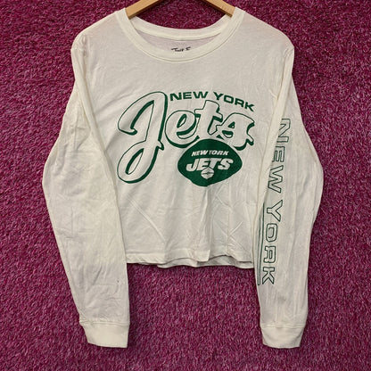 Junk Food Clothing New York Jets Long Sleeve Crop Tee Small