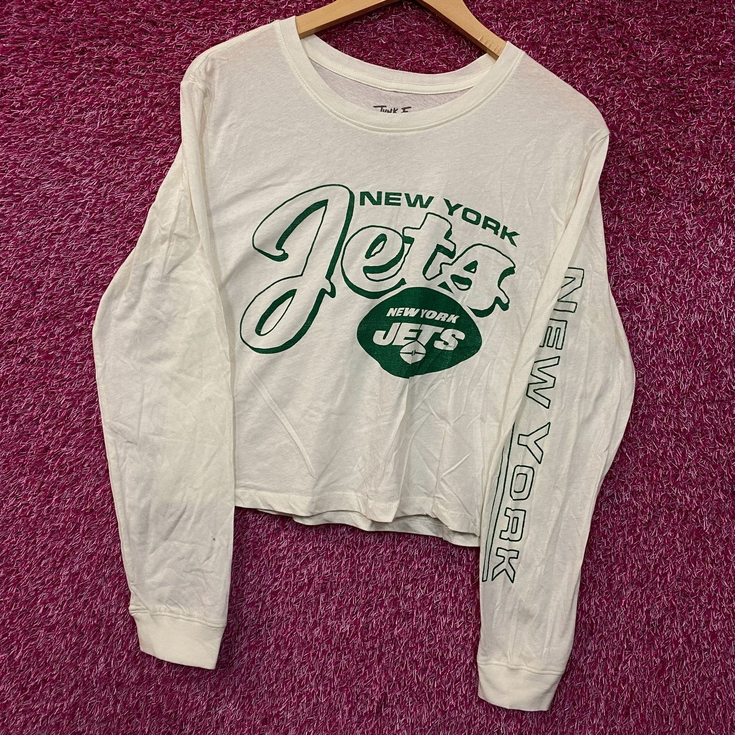 Junk Food Clothing New York Jets Long Sleeve Crop Tee Small