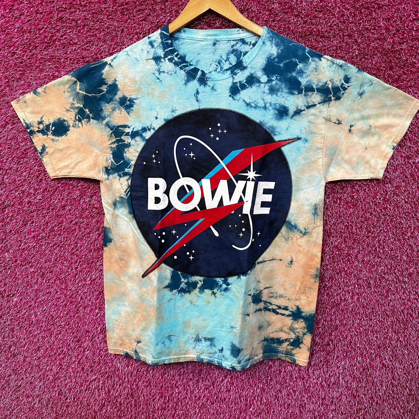 David Bowie Logo Starman Tie dye Tshirt size Medium