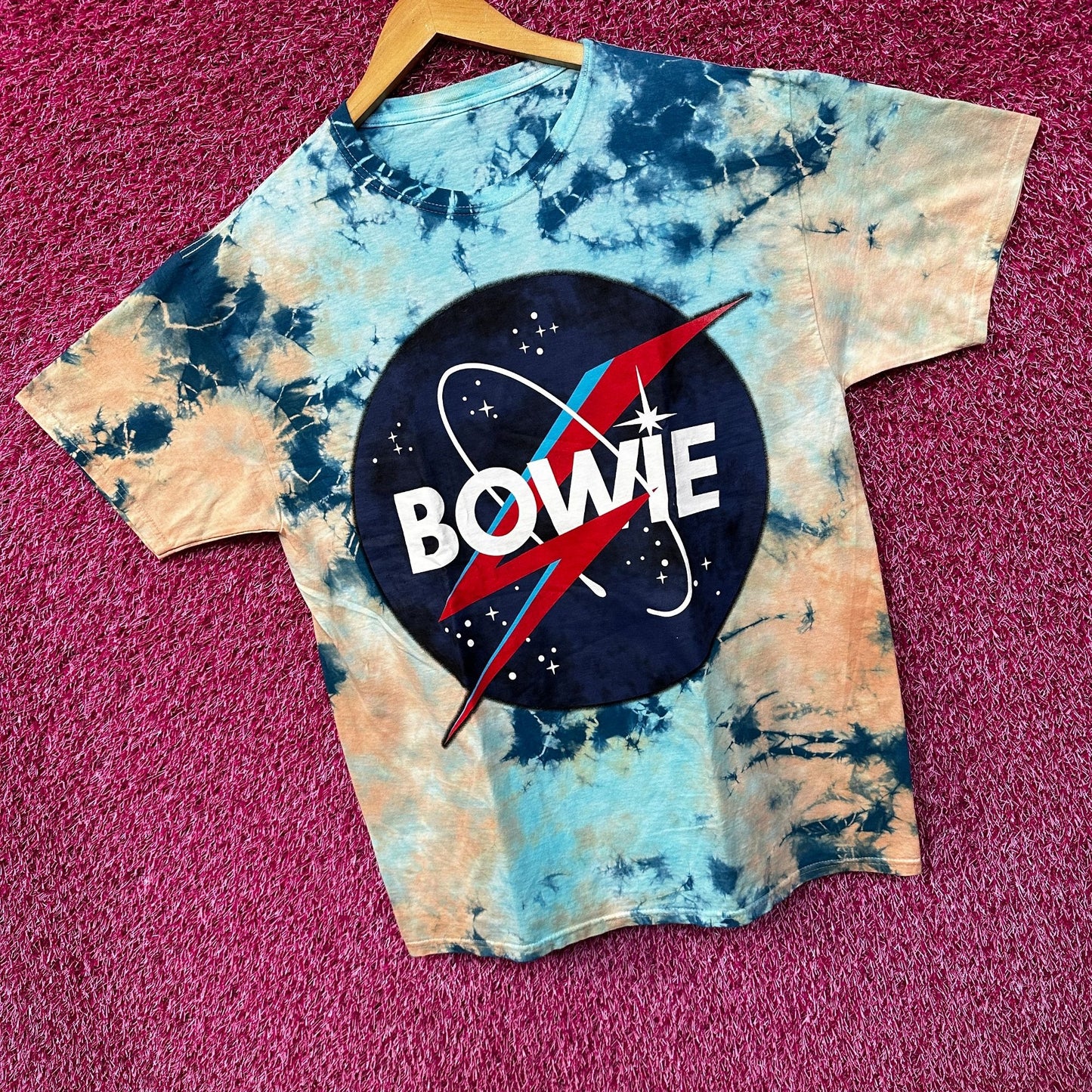 David Bowie Logo Starman Tie dye Tshirt size Medium