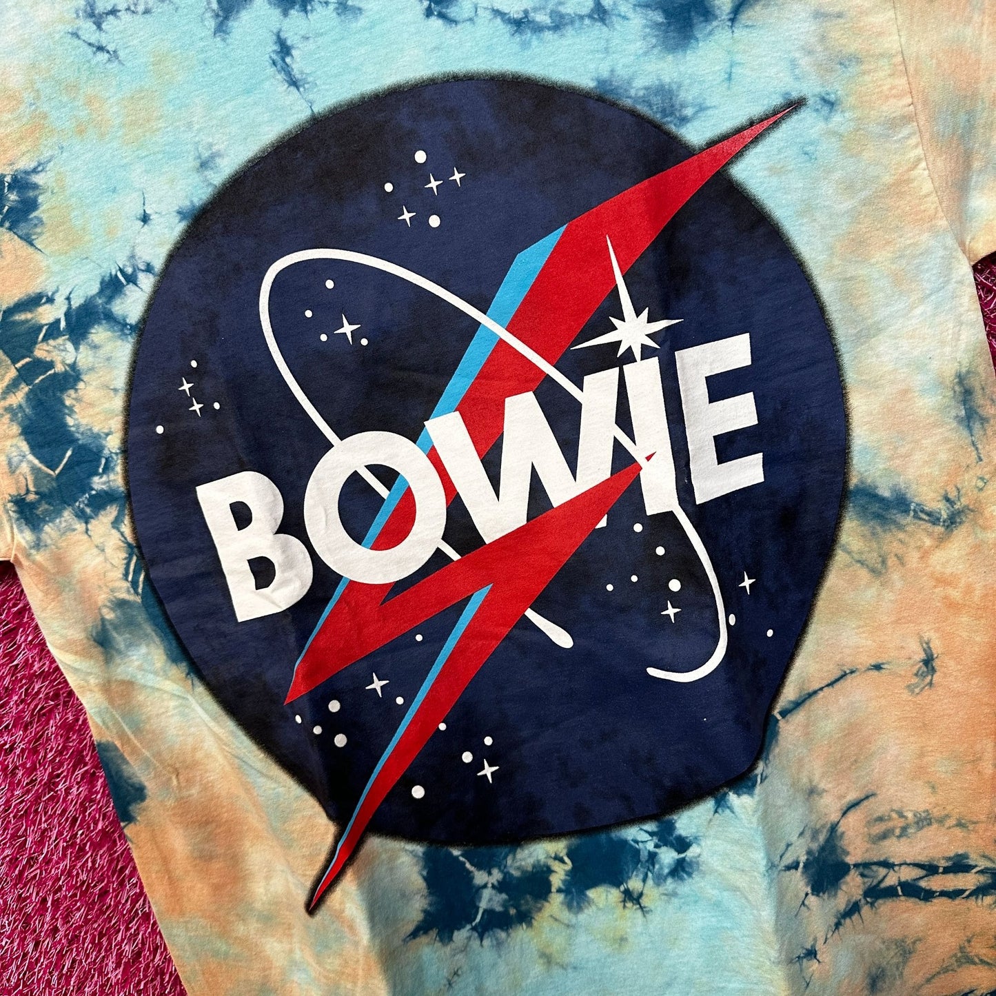David Bowie Logo Starman Tie dye Tshirt size Medium