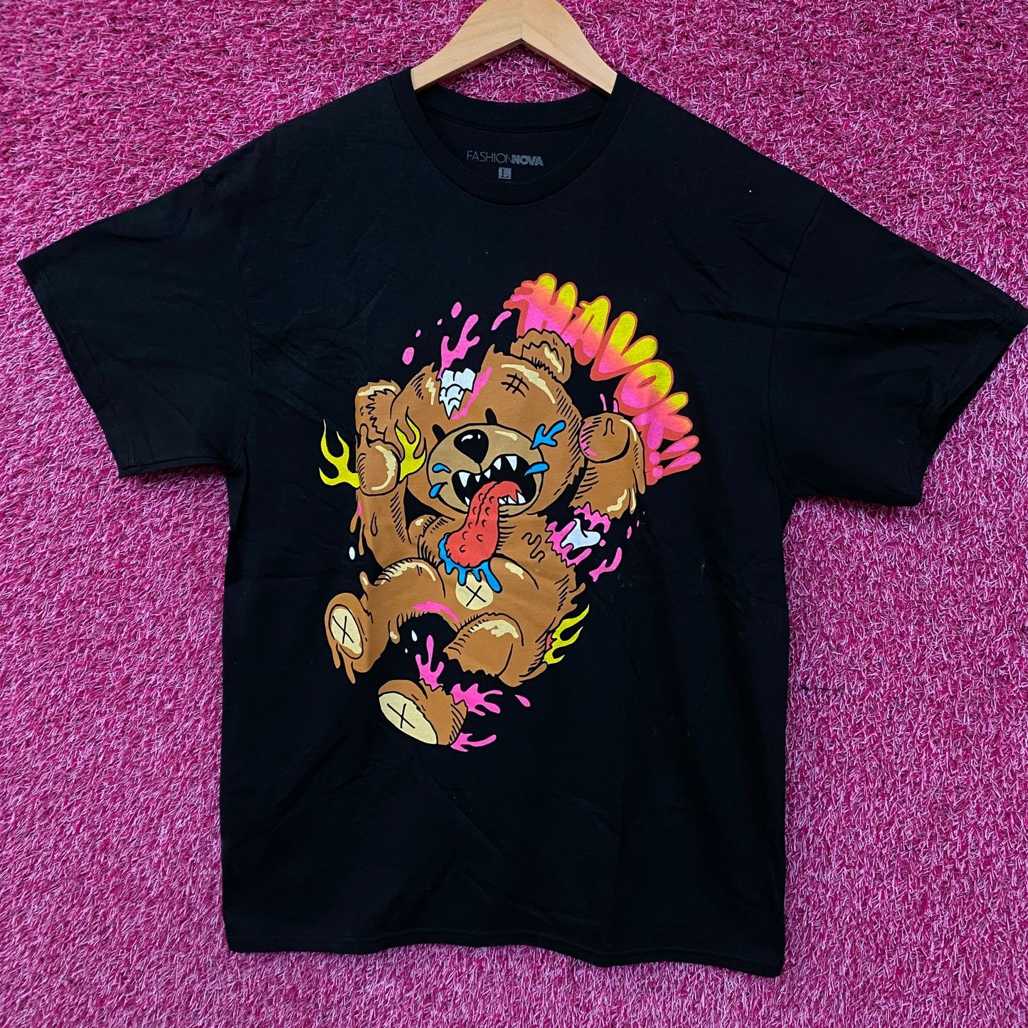 Fashion Nova Wreaking Havok Teddy Bear Graphic T-Shirt Large