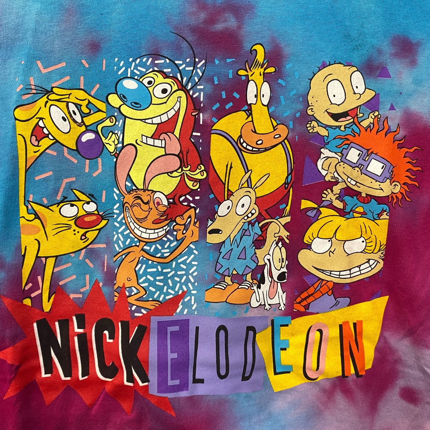Nickelodeon 90's Cartoons Retro Tie Dye T-Shirt Small