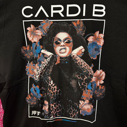Cardi B Flowers Rap Black Tshirt size Large