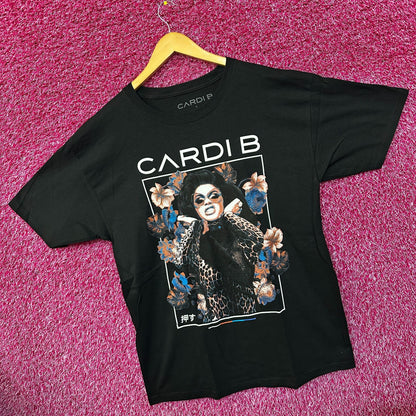 Cardi B Flowers Rap Black Tshirt size Large
