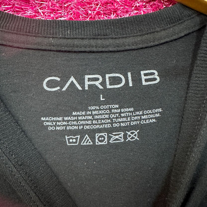 Cardi B Flowers Rap Black Tshirt size Large