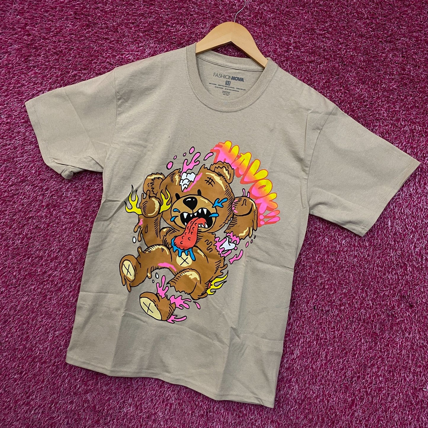 Fashion Nova Wreaking Havok Teddy Bear Graphic T-Shirt Medium