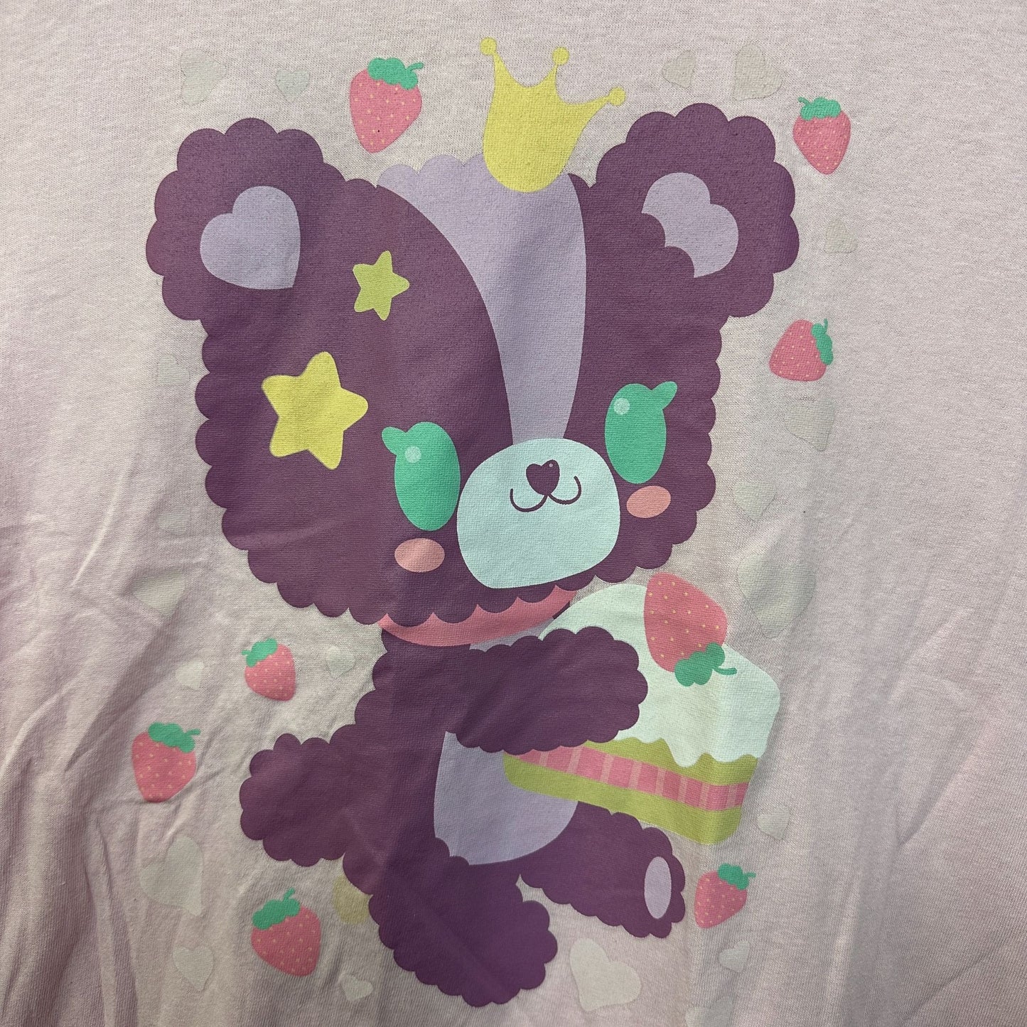 Kawaii Queen Teddy Strawberry Shortcake Black Matter Tee L