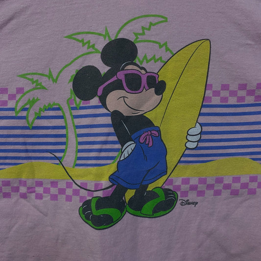 Junk Food Clothing Mickey Mouse Surf Flea Market Pink Crop T-Shirt Small