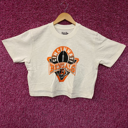 Junk Food Clothing Women's NFL Cincinnati Bengals Mock Neck Crop Tee Small