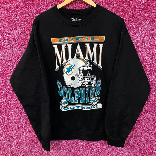 Junk Food Clothing Miami Dolphins Helmet Logo Crewneck Sweatshirt Medium