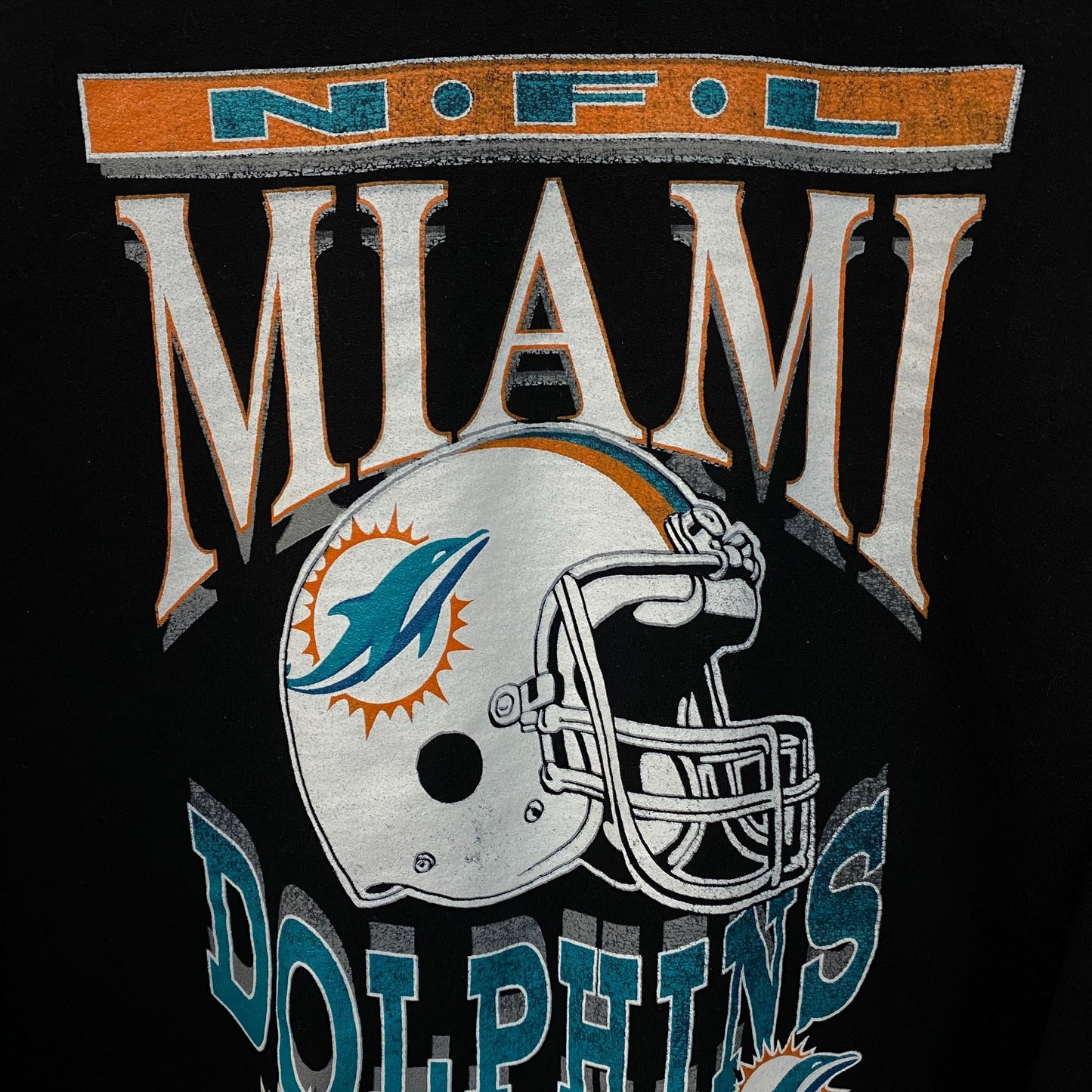 Junk Food Clothing Miami Dolphins Helmet Logo Crewneck Sweatshirt Medium